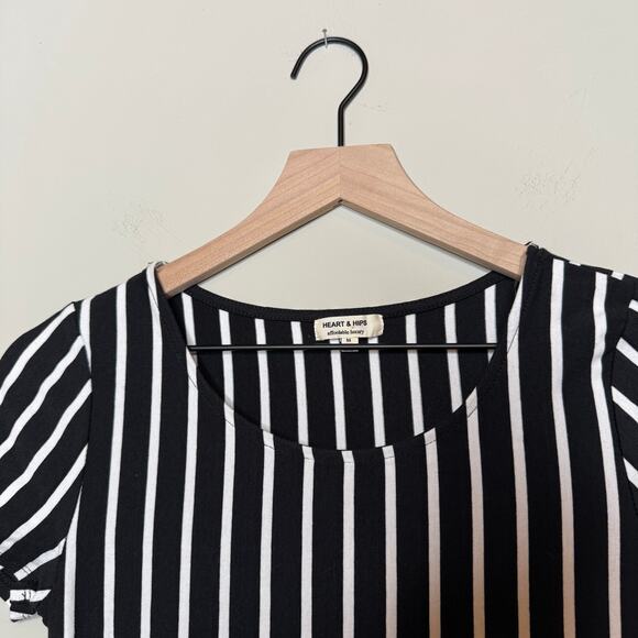 NWOT Heart & Hips Black & White Striped Bodycon Dress - Picture 4 of 5
